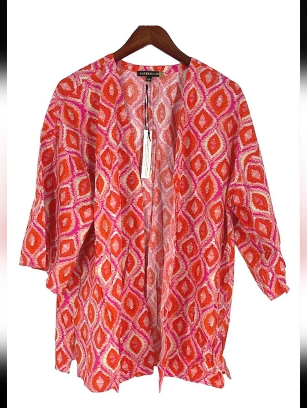 Ambernoon Pink & Orange Printed Caftan (NWT) Wovan Caftan XS